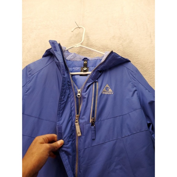 Gerry Winter Coat Girls Large Periwinkk Long Sleeve Pockets Hooded Full Zip Logo - Picture 6 of 13